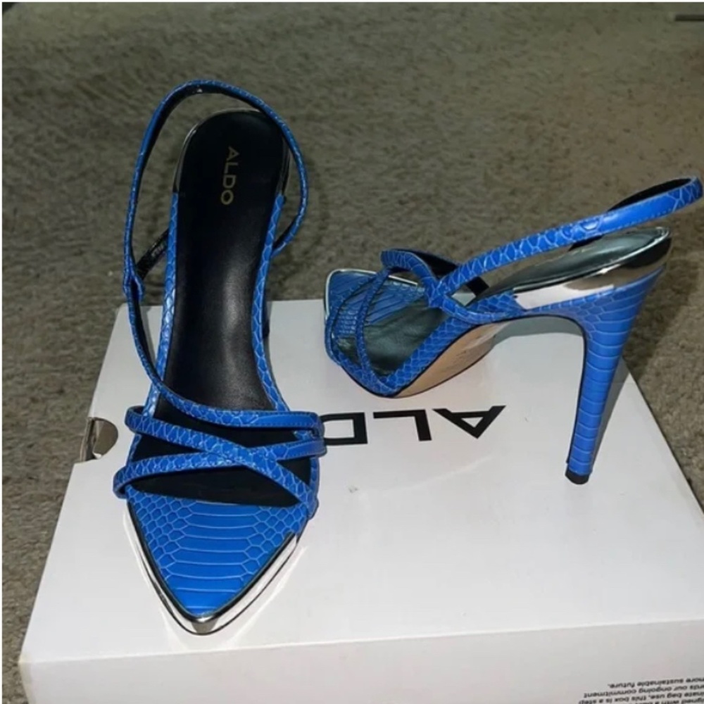 Blue Snake Print Heels